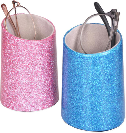 2 Pack Eyeglasses Holder PU Leather Glasses Stand Case Holder for Desks or Nightstands