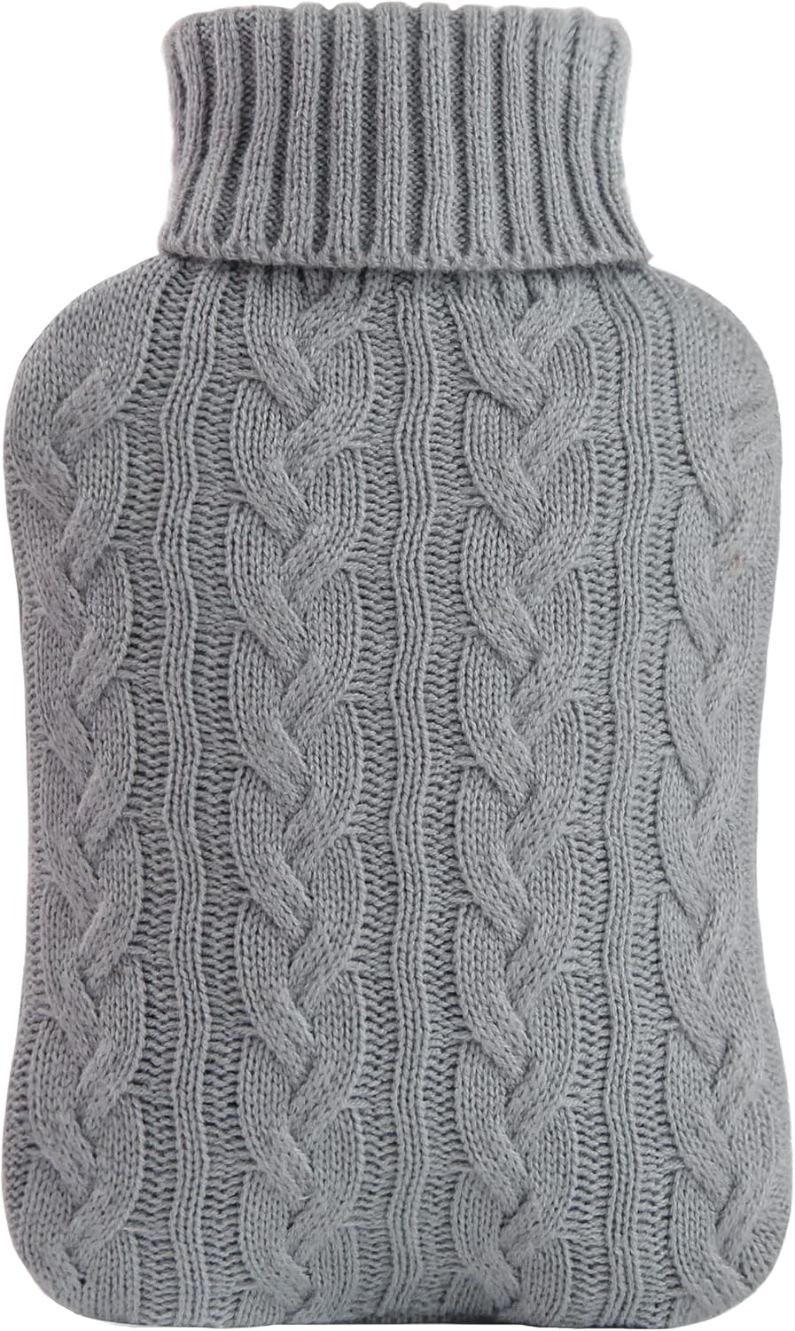 samply 2L Hot Water Bottle with Knitted Cover, Hot Water Bag, Purple