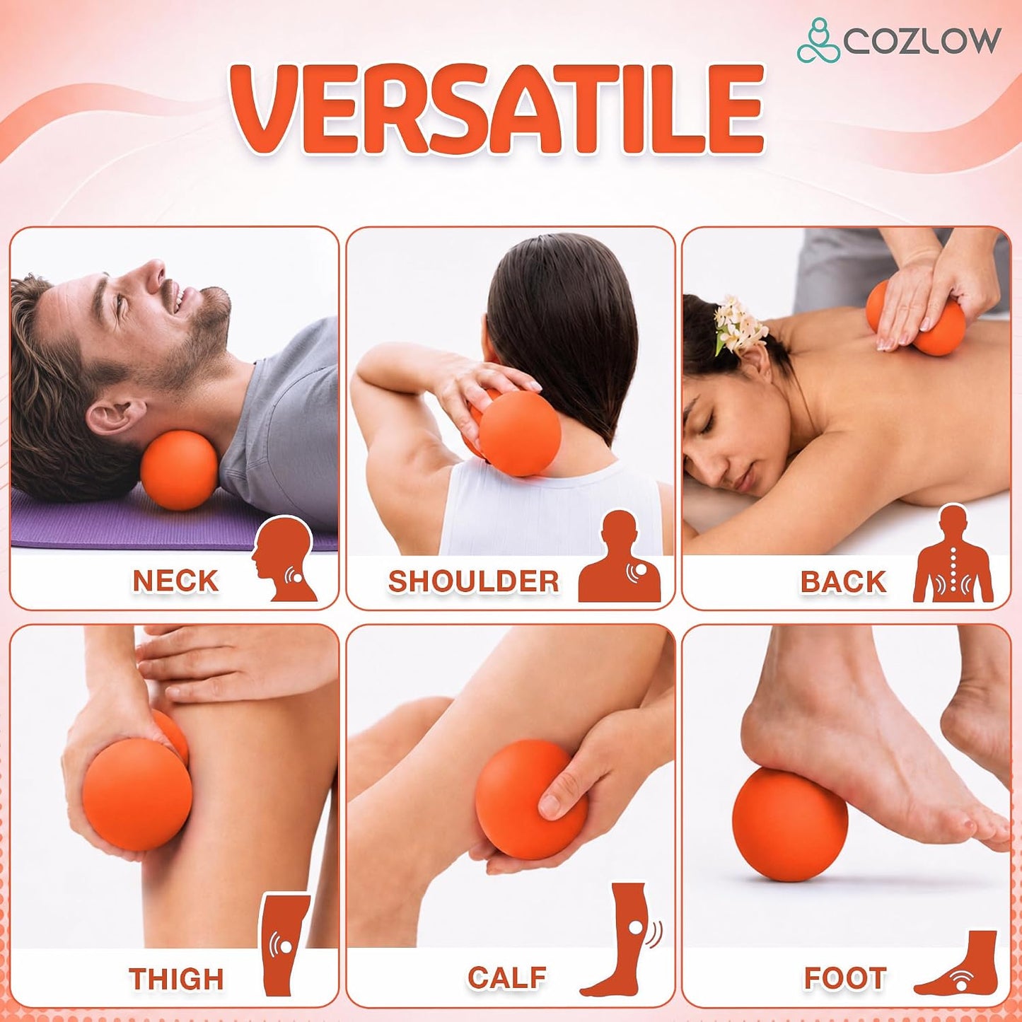 COZLOW Peanut Massage Ball - Deep Tissue Therapy, Pain Relief - Cobalt Blue | Cozlow 5" double lacrosse silicone massage ball, trigger point roller for mobility, acupressure tool for myofascial release