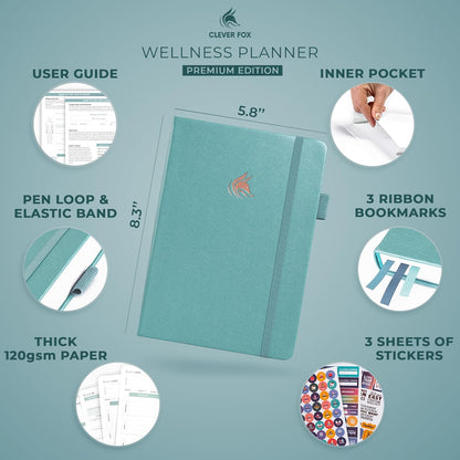 Clever Fox Wellness Planner & Food Journal for Weight Loss, A5 Orange | 5.8"x8.3" nutrition & exercise tracker for women tracking meals, diet & symptom diary, calorie counter notebook, stickers