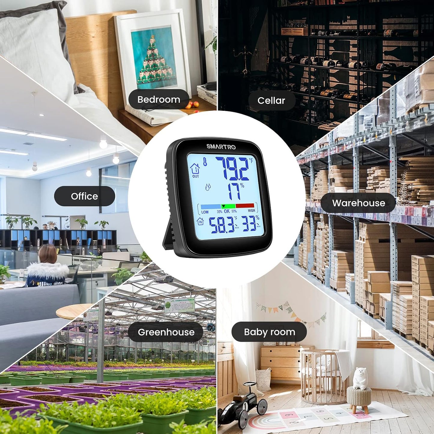 SC92 Professional Digital Wireless Indoor Outdoor Thermometer | Hygrometer Room Humidity Gauge Temperature and Humidity Meter Pro Accuracy Calibration