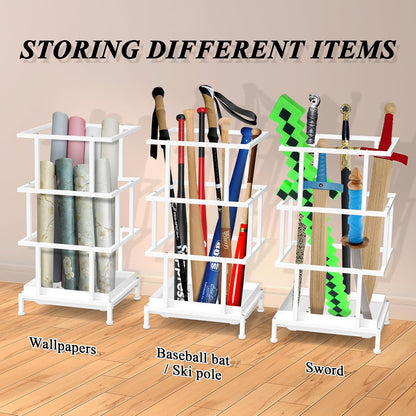 Alyoen Umbrella Holder for Entryway, Metal Umbrella Stand with Water Tray and Cane Holder, Adjustable Feet, 10.4 x 8.4 x 18.7 in, Suitable for Home, Office, and Shopping Mall (Black)