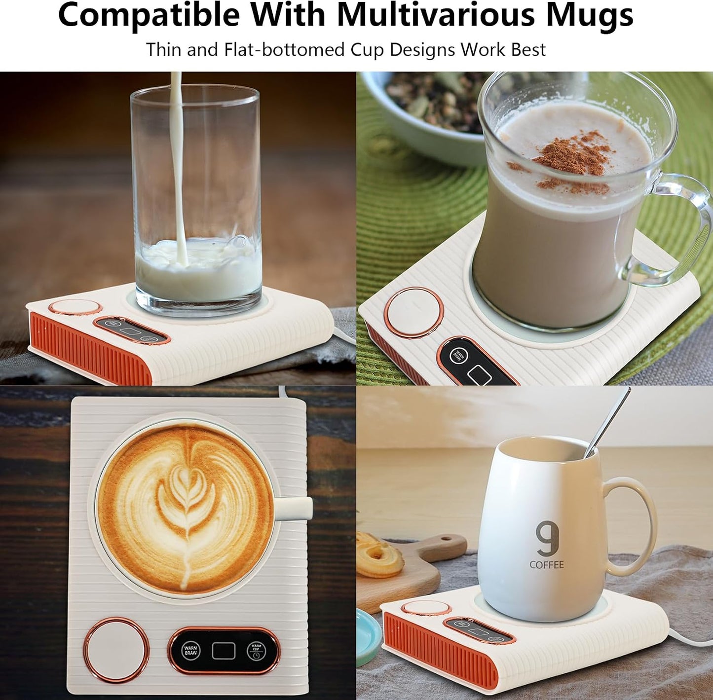 2-in-1 Mug Warmer with Warm Air Function, Coffee Cup & Candle Warmer for Desk, 100W Electric Beverage Warmer with Auto Shut-Off for Office