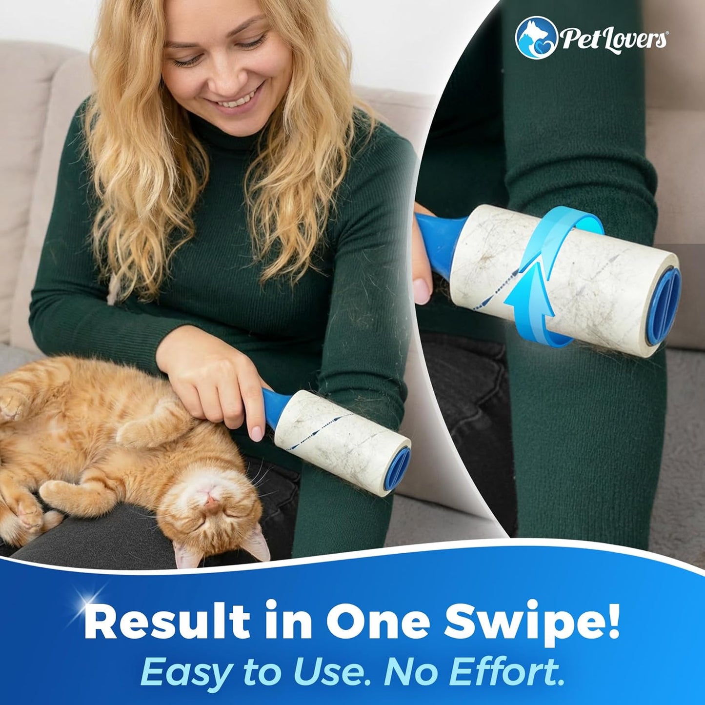 PetLovers Extra Sticky Lint Roller Mega Value Set 450 Sheets for Pet Hair Removal and Clothes, Dog and Cat Lint Remover 5 Pack