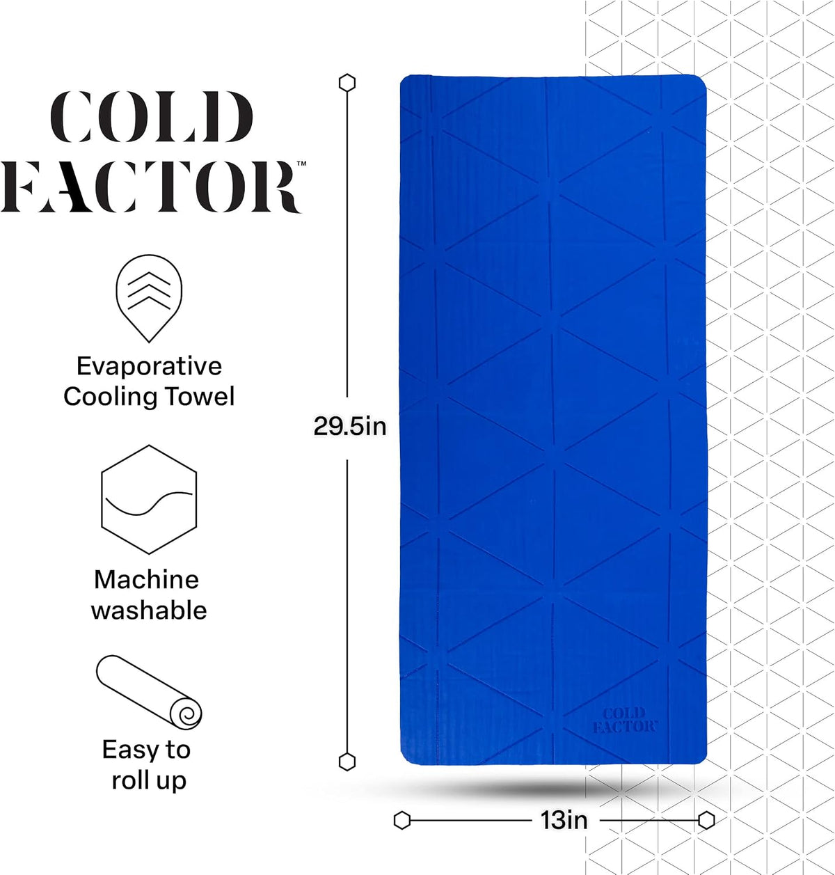 COLD FACTOR Instant PVA Cooling Towels, Cooling Neck Wraps, Blue, 3 Pack