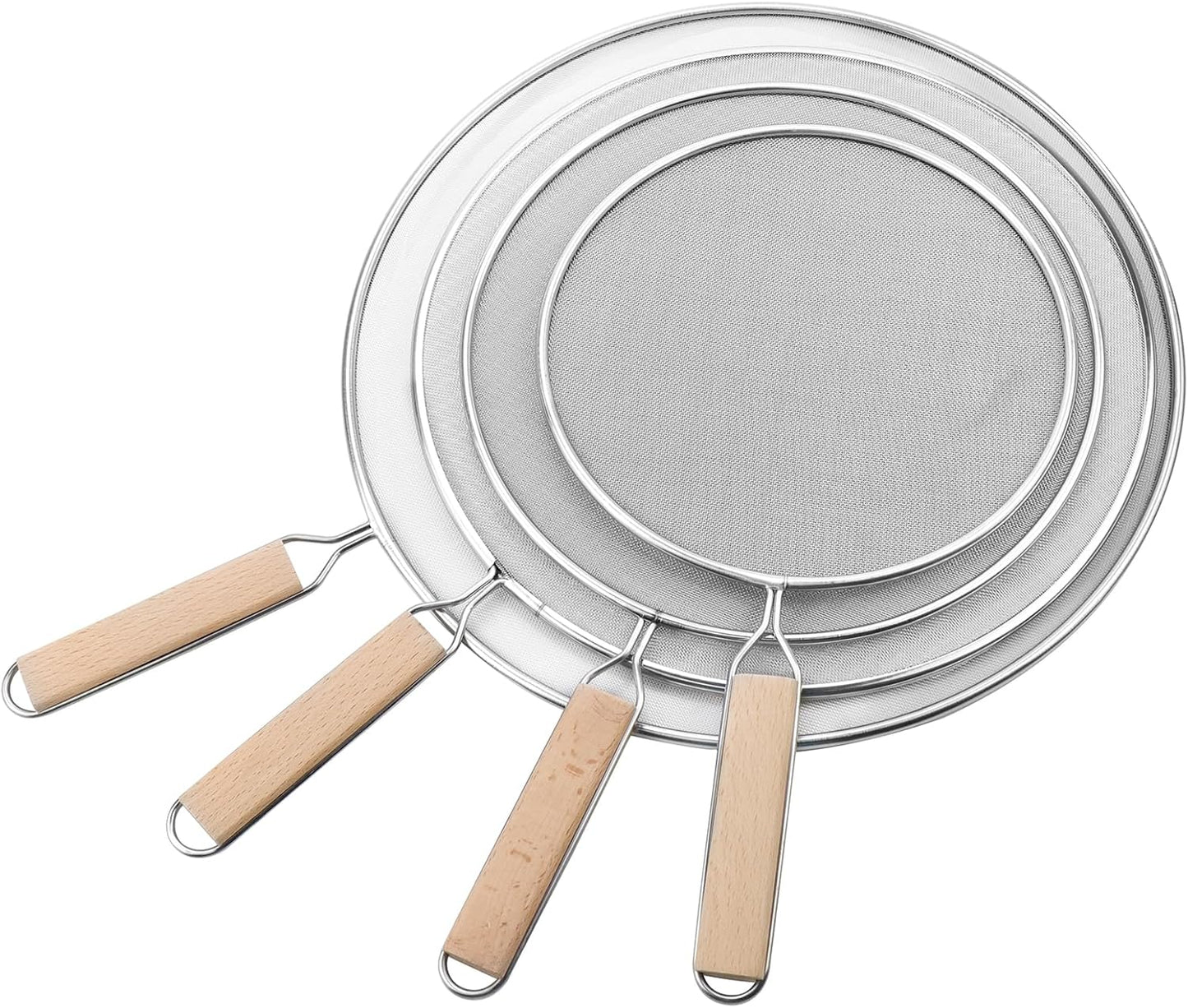 Oedema Set of 4 Splatter Screen Stainless Steel Grease Splatter Guard | 13"/11.42"/9.84"/8.23", Fine Mesh Splatter Screen, for Frying Pan, Skillet, Pot