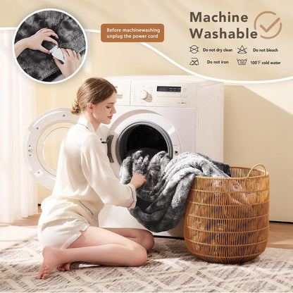 Homemate Heated Blanket Electric Heating Throw 50x60 Plush Faux Fur Sherpa