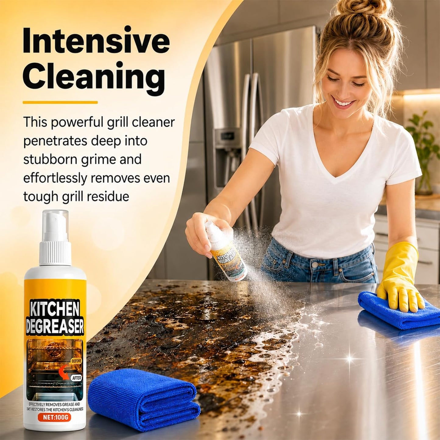 2Pcs Spray Grill Cleaner,Kitchen Degreaser Spray,Powerful Degreaser,Degreasing Spray Grill Cleaner,Suitable for Surface Cleaning of Stainless Steel, Steel,and Ceramics