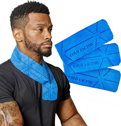 COLD FACTOR Instant PVA Cooling Towels, Cooling Neck Wraps, Blue, 3 Pack