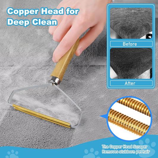 Pet Hair Removal Tool: 6 Pcs Dog Cat Hair Remover - Reusable Pet Hair Remover with Laundry Pet Hair Catcher - Portable Carpet Rake Scraper Fur Removal Tool for Rugs Car Mats Couch Furniture