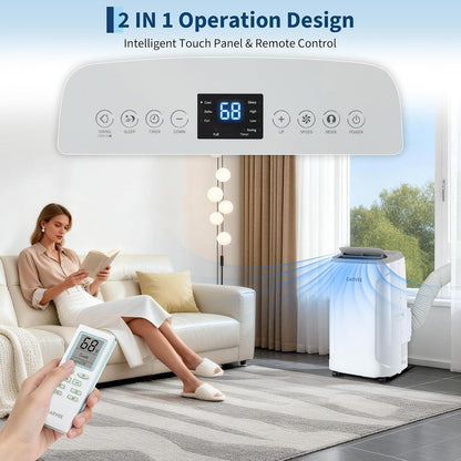 Garvee 14,000 BTU Portable Air Conditioner, 3-in-1 Portable AC for Rooms | Fast & Quiet Cooling for Rooms up to 750 Sq.Ft, Remote Control, LED Display Panel, Included Easy Install Window Kit