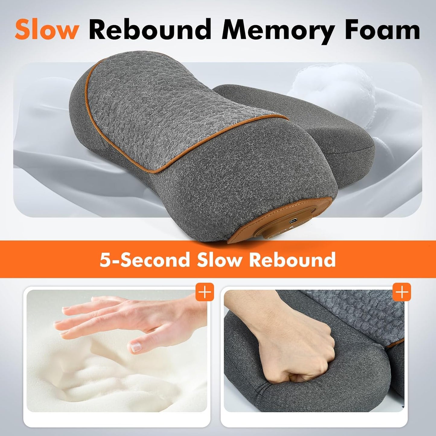 3-in-1 Neck Massage Pillow with Heat - Pillow Massage Neck Hump for Shoulder Pain, with Vibrating Heating and Traction Function Gifts for Family (Gray)