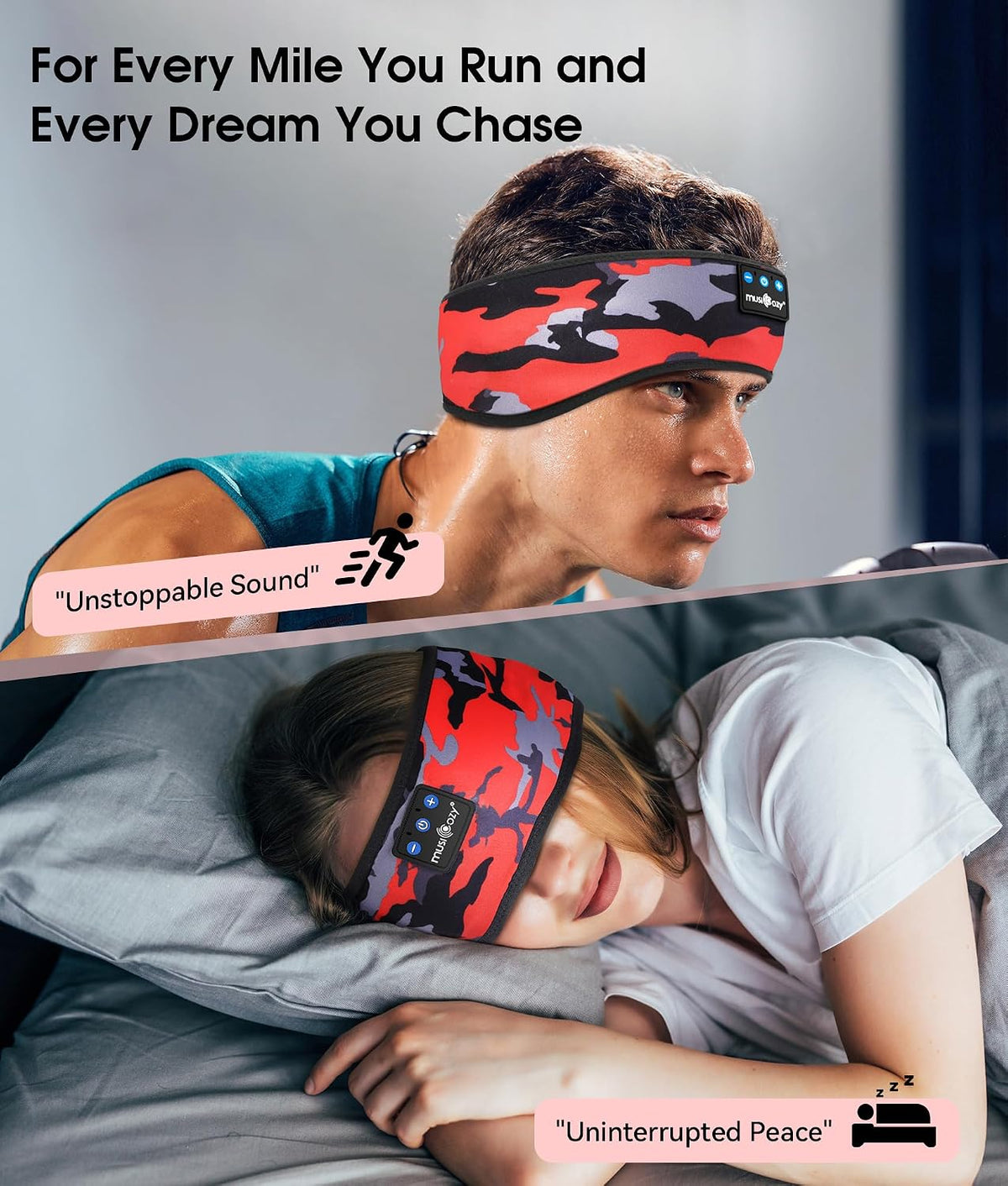 MUSICOZY Bluetooth 5.4 Sleep Headphones Headband Sports Wireless Audio