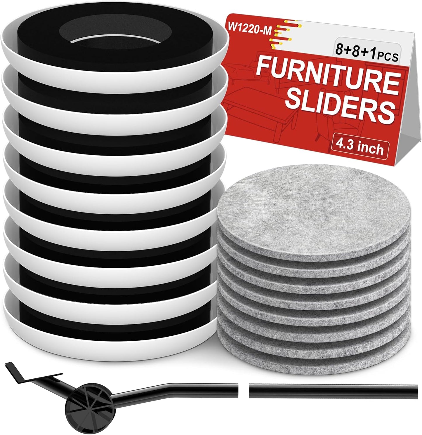 New Upgrade Furniture Sliders: Multi-Surface 3-in-1 Furniture Movers Slider | Heavy Moving Pads with 8PCS 4.3" Carpet Sliders + 4PCS Hard Floor Socks + 1 Lifter - Protect Floor and Easily Move Furniture