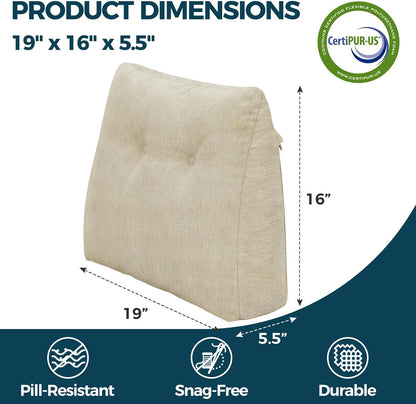 Back Support Pillow for Recliner Soft Dual Layer Lumbar Support Pillow with Shredded Memory Foam Ergonomic Orthopedic Couch Lumbar Cushions for Elderly Lower Back Pain Relief Dark Grey