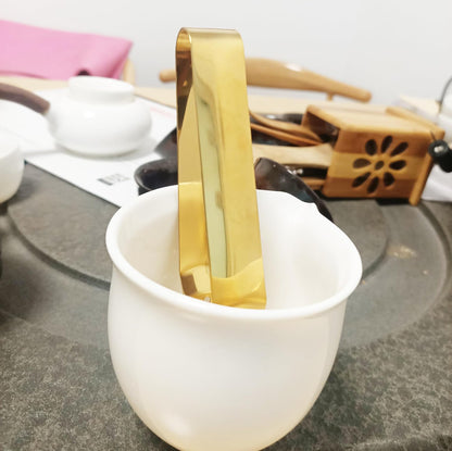 Generic Tea Bag Squeezer (8 Pack), Tea Bag Squeezer Tongs, Golden Stainless Steel Tea Bag Squeezer, 13.5 x 4 cm