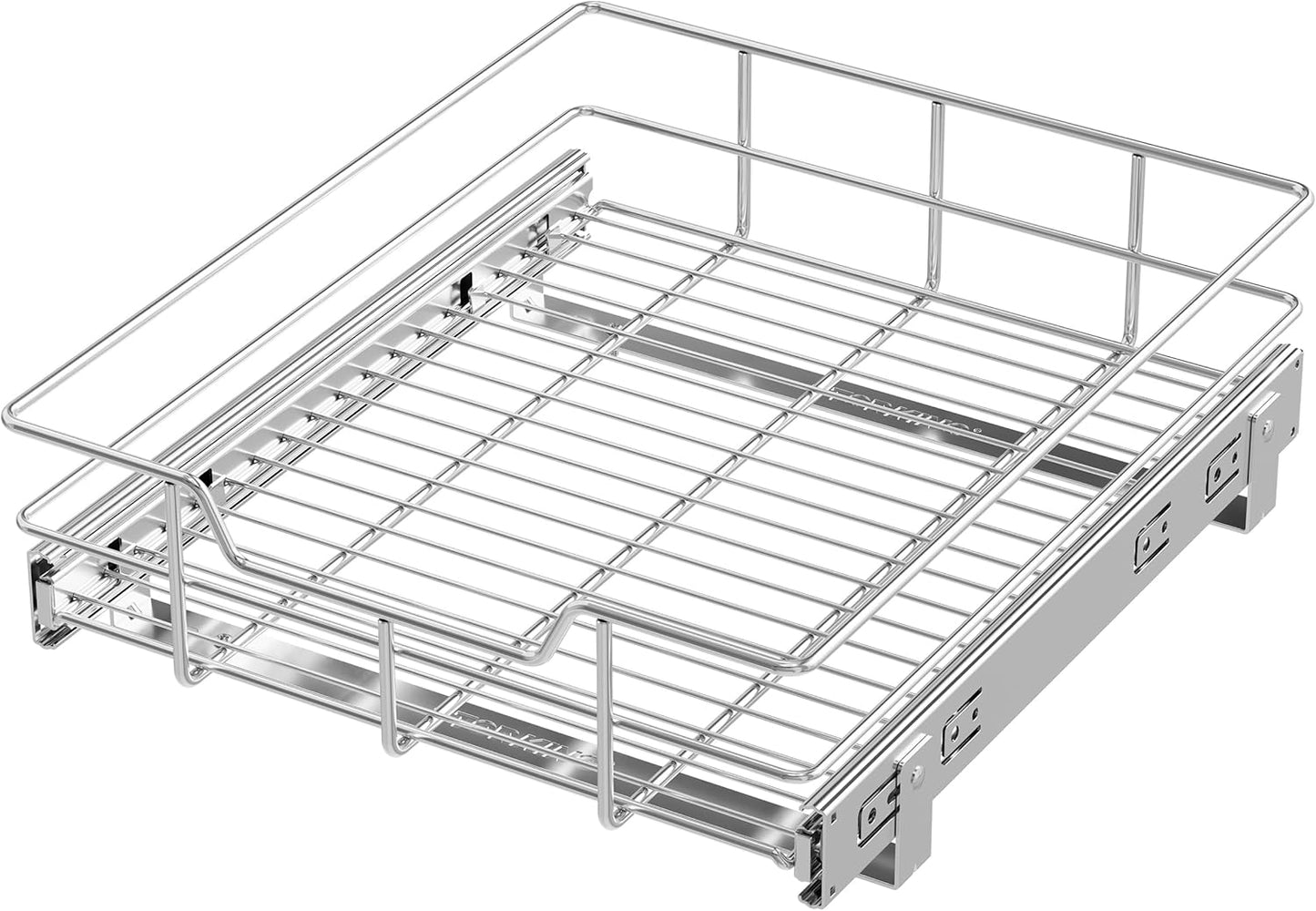Pull Out Cabinet Organizer 15" W X 22" D, Chromed, Full Slide Out Drawers | For Kitchen Organizers and Storage, Pull Out Drawers For Cabinets Capacity Heavy Duty Caddy, Cabinet Shelves, Bathroom Pantry