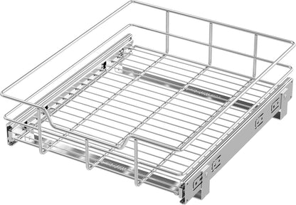 Pull Out Cabinet Organizer 15" W X 22" D, Chromed, Full Slide Out Drawers | For Kitchen Organizers and Storage, Pull Out Drawers For Cabinets Capacity Heavy Duty Caddy, Cabinet Shelves, Bathroom Pantry