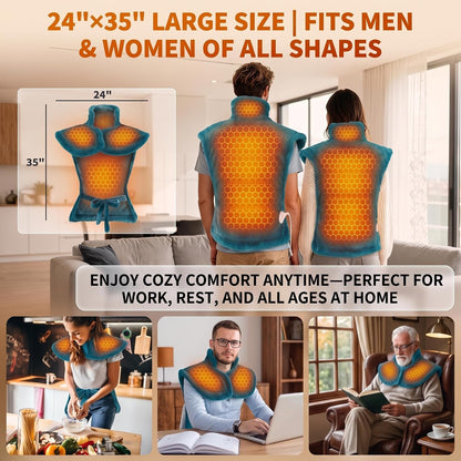 Massaging Heating Pad for Neck and Shoulders and Back, Gifts for Mom Dad