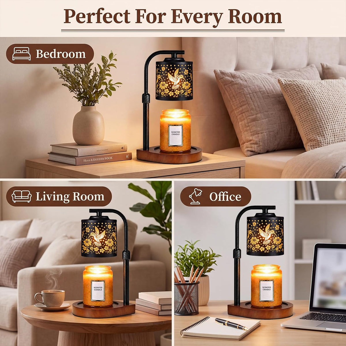 Candle Warmer Lamp with Timer & Dimmer- Electric Wax Melt Warmer with Adjustable Height for Scented Candles, Home Décor Fragrance and House Warming Birthday Gifts for Women Mom