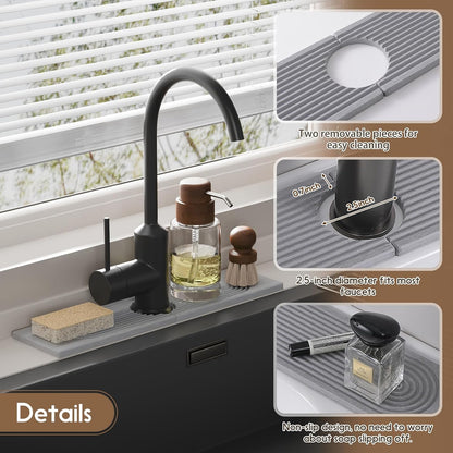 Faucet Mat for Kitchen Sink, Diatomite Quick Drying Tray , 15.8 Inch Kitchen Sink Splash Guard and Bathroom Stone Trays for Counter. Super Absorben.White.