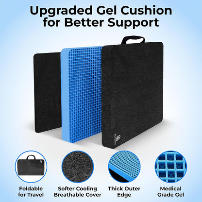 Gel Seat Cushion for Long Sitting, Pressure Relief for Tailbone and Back