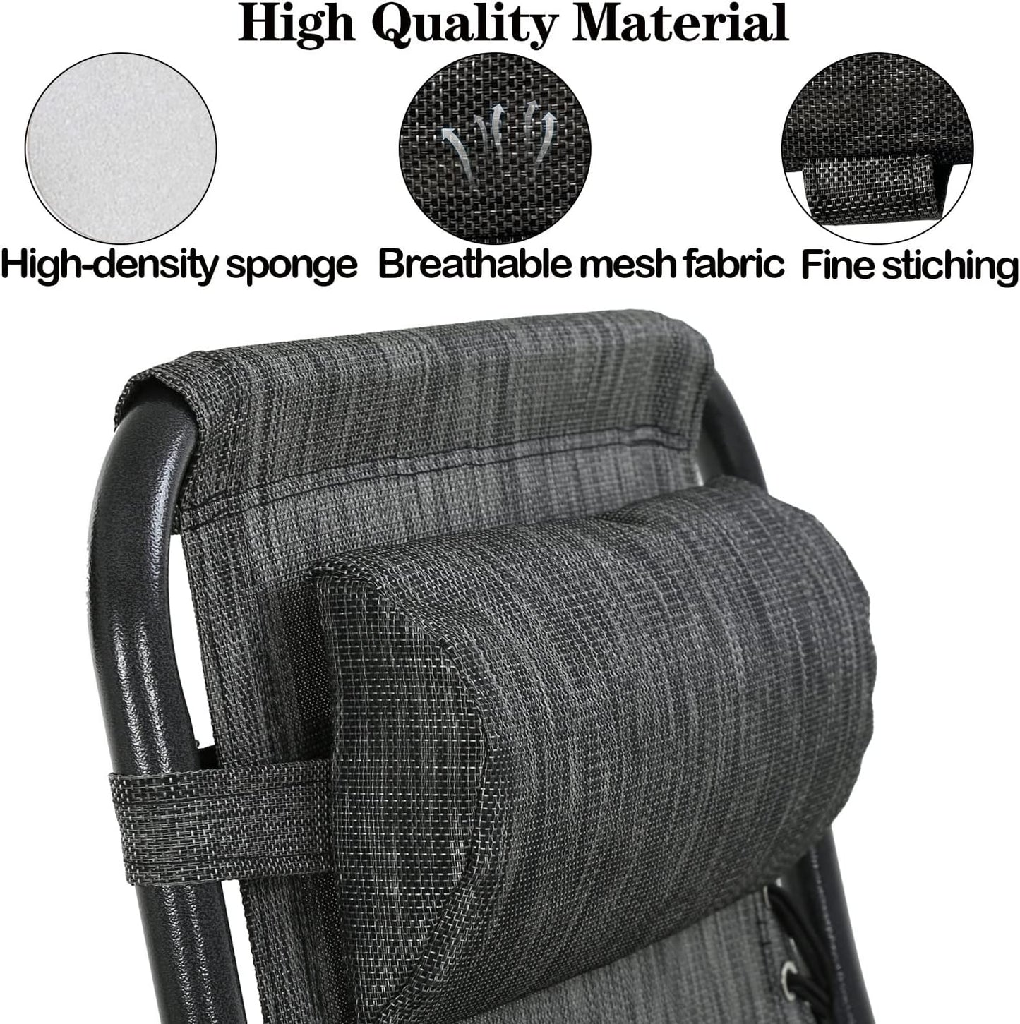 Zero Gravity Chair Set of 2 Replacement Pillow Headrest with Elastic Band, Universal Soft Removable Padded Cushion Head Pillow for Zero Gravity Lounge Chair, Folding Patio Lawn Recliner Chairs, Blue