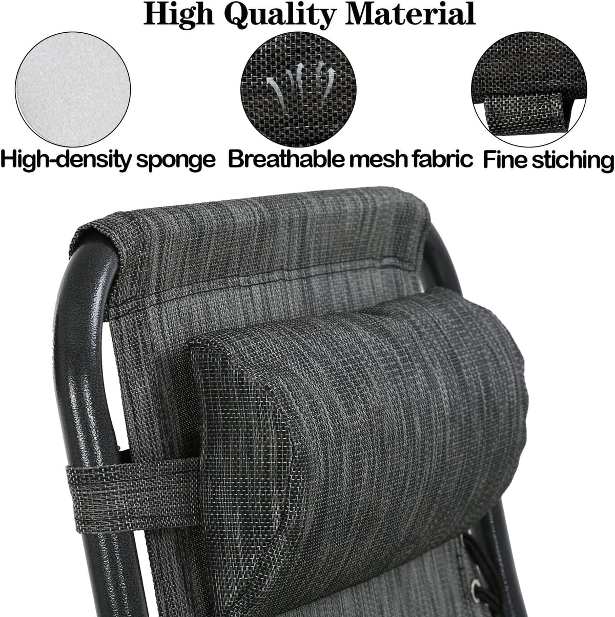 Zero Gravity Chair Set of 2 Replacement Pillow Headrest with Elastic Band, Universal Soft Removable Padded Cushion Head Pillow for Zero Gravity Lounge Chair, Folding Patio Lawn Recliner Chairs, Blue