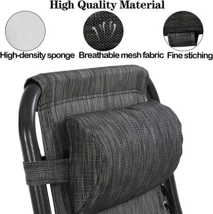 Zero Gravity Chair Set of 2 Replacement Pillow Headrest with Elastic Band, Universal Soft Removable Padded Cushion Head Pillow for Zero Gravity Lounge Chair, Folding Patio Lawn Recliner Chairs, Blue