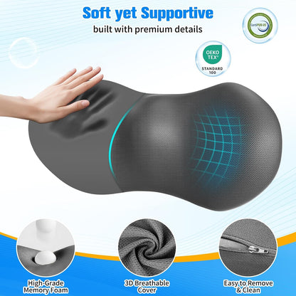 SweetSlubr Lumbar Support Pillow for Office Chair, Back Support, Black