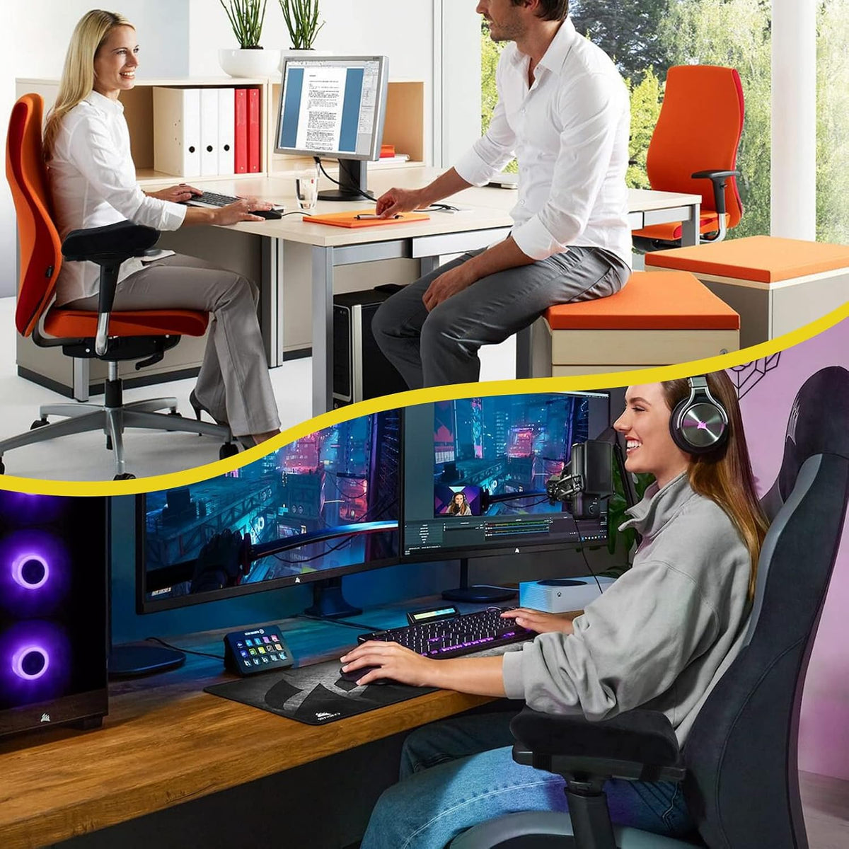 Upgraded Office Chair Arm Pads with Cooling Gel, Ergonomic Memory Foam Armrest Pads for Office Chair Gaming Chair Arm Rest Covers for Desk Chair Armrest Cushions (Set of 2)