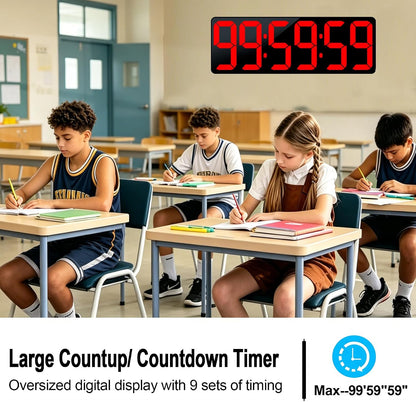 TXL 17.2" Bluetooth Digital Wall Clock with Seconds, Large Countdown Timer for Classroom Home Gym Kitchen Office, Alarm Clock with Remote Control, 4 Dimmable Brightness, Auto DST (RGB)