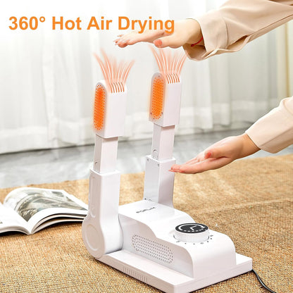 FORLIM Shoe & Boot Dryer for Work Boots, Forced Air, 2-Hour Timer, Black | Telescopic Ports Reach Toe Boxes; 180° Rack Fits Sneakers, Gloves, Ski Gear, Cleats, Workers, Families, Hunters, Rain, Snow