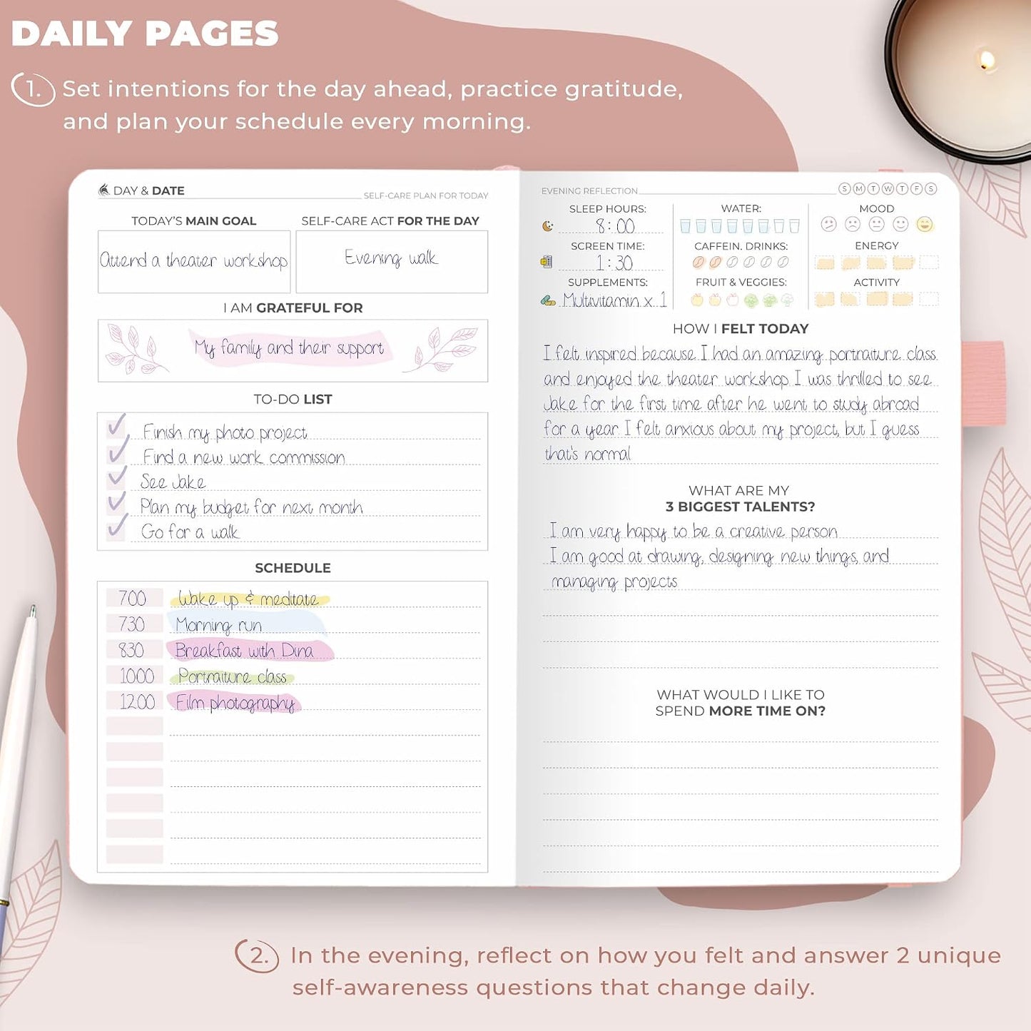 Clever Fox Self-Care Journal for Women, Daily Planner 5.8x8.3 Aquamarine | 3-month mental health journal, habit tracker, wellness journaling supplies for women & teen girls, gratitude & mood log