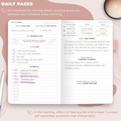Clever Fox Self-Care Journal for Women, Daily Planner 5.8x8.3 Aquamarine | 3-month mental health journal, habit tracker, wellness journaling supplies for women & teen girls, gratitude & mood log