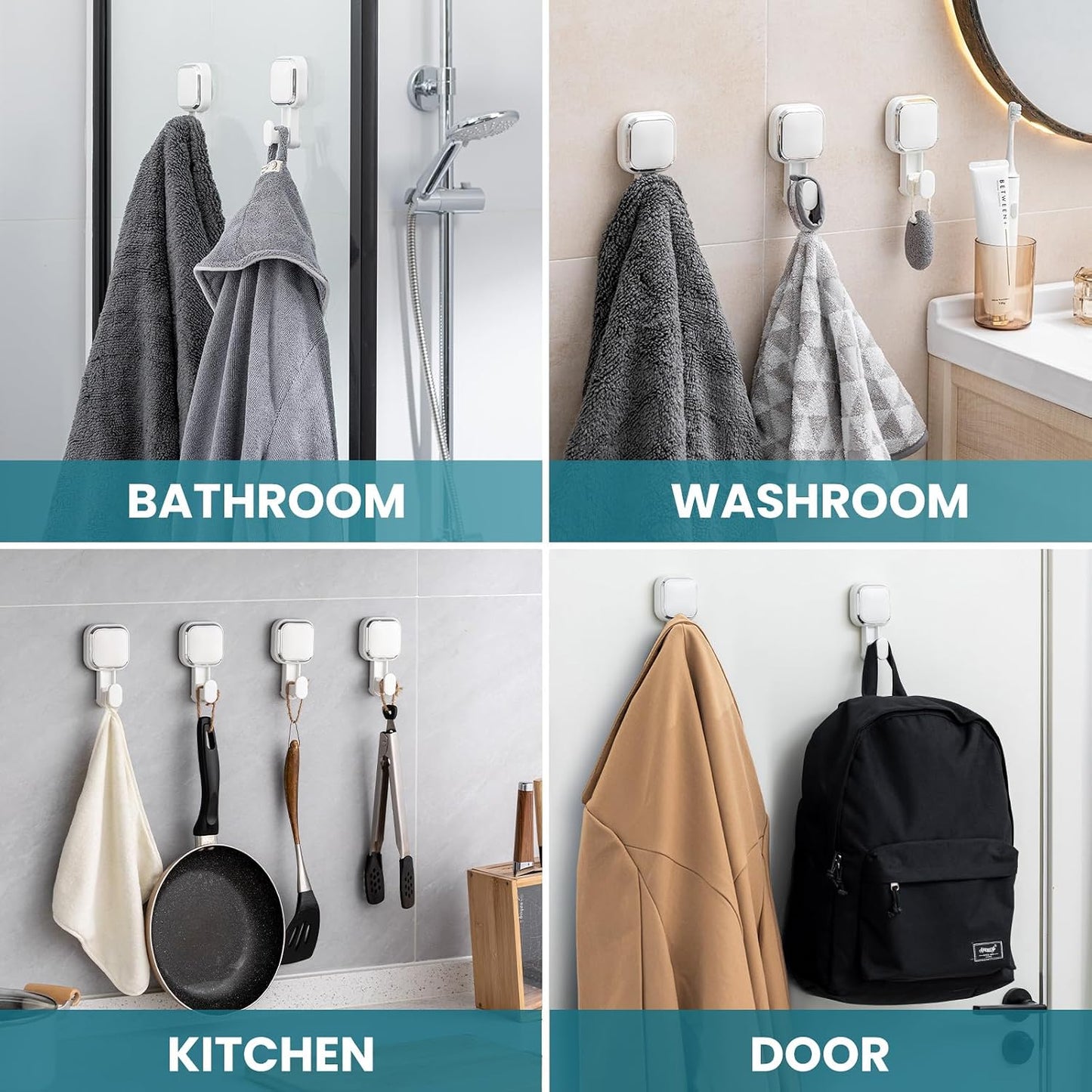 TAILI 2 Pack Upgraded Suction Cup Razor Holder for Shower Waterproof, Black | Visible Safety Indicator, Rust-Resistant Bathroom Organizer, No-Drill Glass Shower Wall Hook for Towel,Loofah,Razor,Squeegee