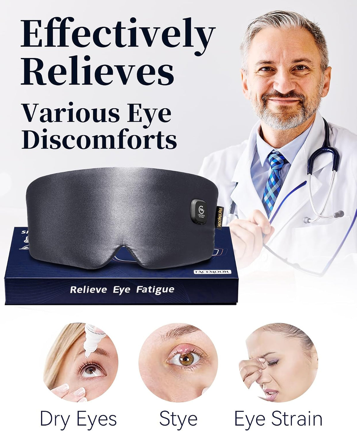 Heated Eye Mask for Dry Eyes - Silk Cordless Warm Eye Compress Moist Heat
