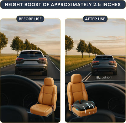 Car Seat Cushion for Driving, Sciatica Pain Relief Car Pillow and Seat Pad | Extra Large Driver Seat Cushion Offers Broad Car-Seat Coverage to Ease Hip and Tailbone Pressure During Long Drives (Black)