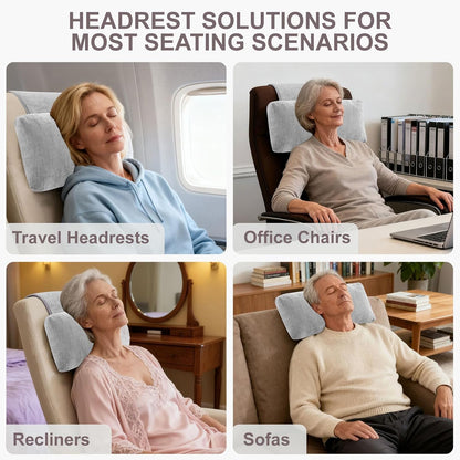 Chenille Neck Pillow for Sofa - Adjustable Headrest, Non-Slip Neck Support Cushion for Pain Relief, Comfortable Chair Pillow, Gray