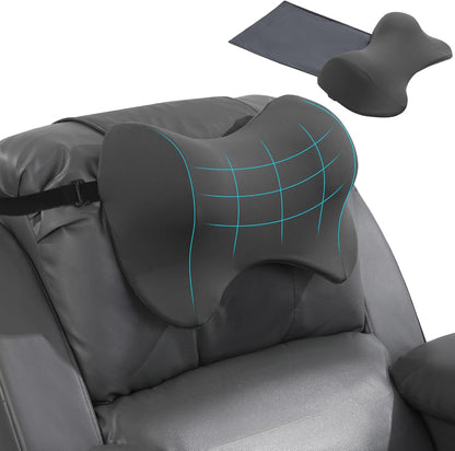 MABOZOO Neck Pillows for Recliner, Memory Foam Headrest Pillow with Non-Slip Backing and Elastic Straps, Recliner Neck Pillow for Pain Relief and Side Sleeping (Brown)