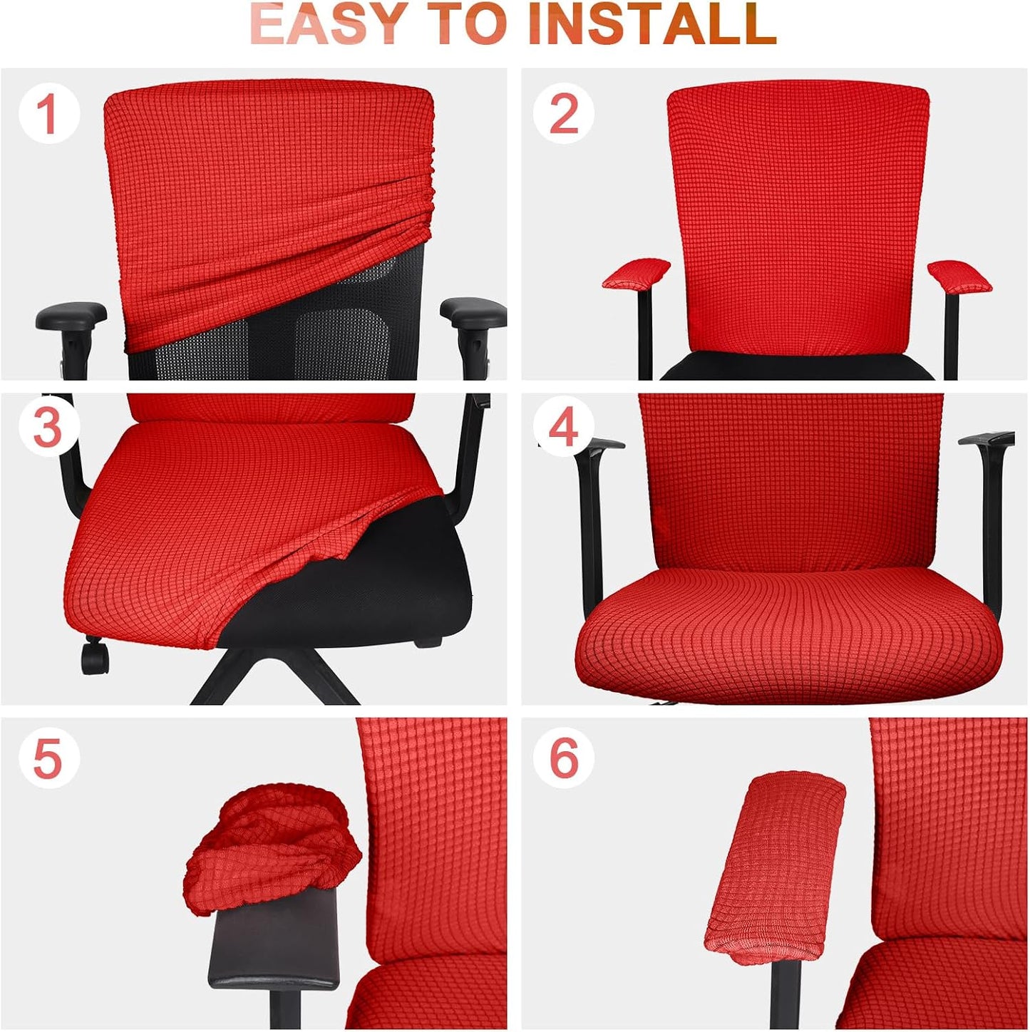 Tallew 4 Pcs Office Chair Covers Set Computer Universal Protective Stretchable Chair Seat Covers Desk Armrest Slipcovers Pads Office Cushion Backrest for Rotating (XL,Silver Gray)