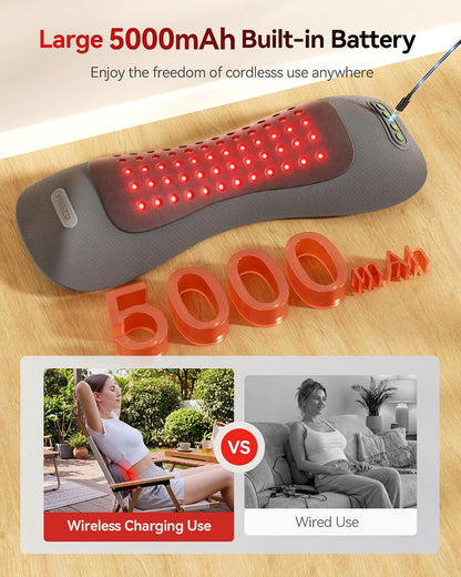 FliKEZE 4-in-1 Lumbar Massager with Red Light 660/850nm Cordless 5000mAh