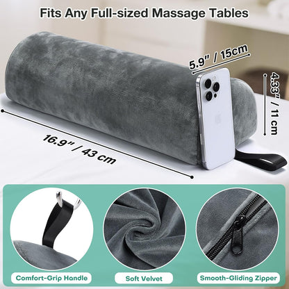 Noverlife Half Moon Bolster Pillow for Leg, 21 x 6 x 3 in PU Leather Semi Roll Massage Bolster Knee Support Pillow Pad, Water & Oil Proof D Shaped Cushion for Yoga Therapy Spa Sleep Physical Relief