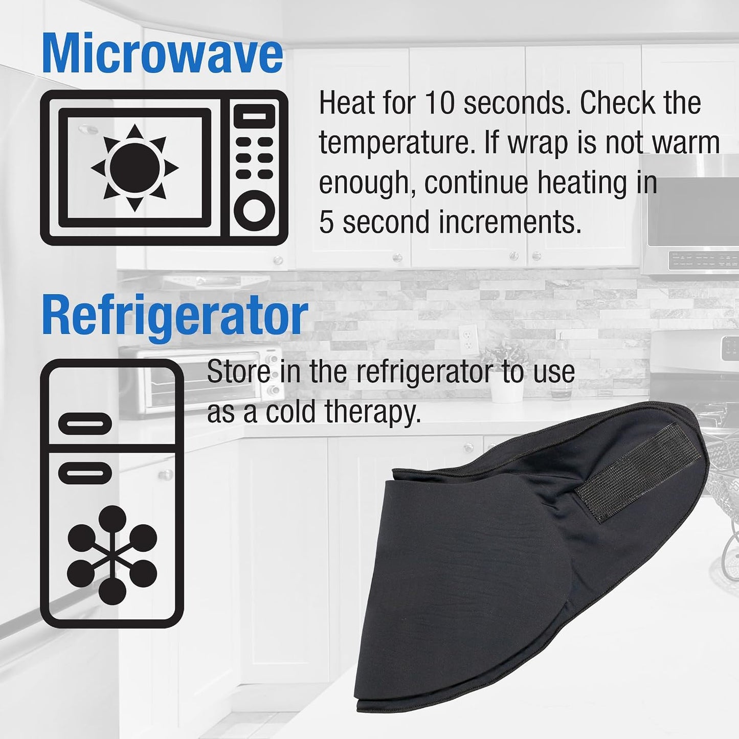 Eurow Luxe Hot & Cold Therapy Gel Neck Wrap, Adjustable One-Size for Neck, Shoulder, Back Pain Relief, Reusable, Contoured, Portable & Weighted for Comfort, Black