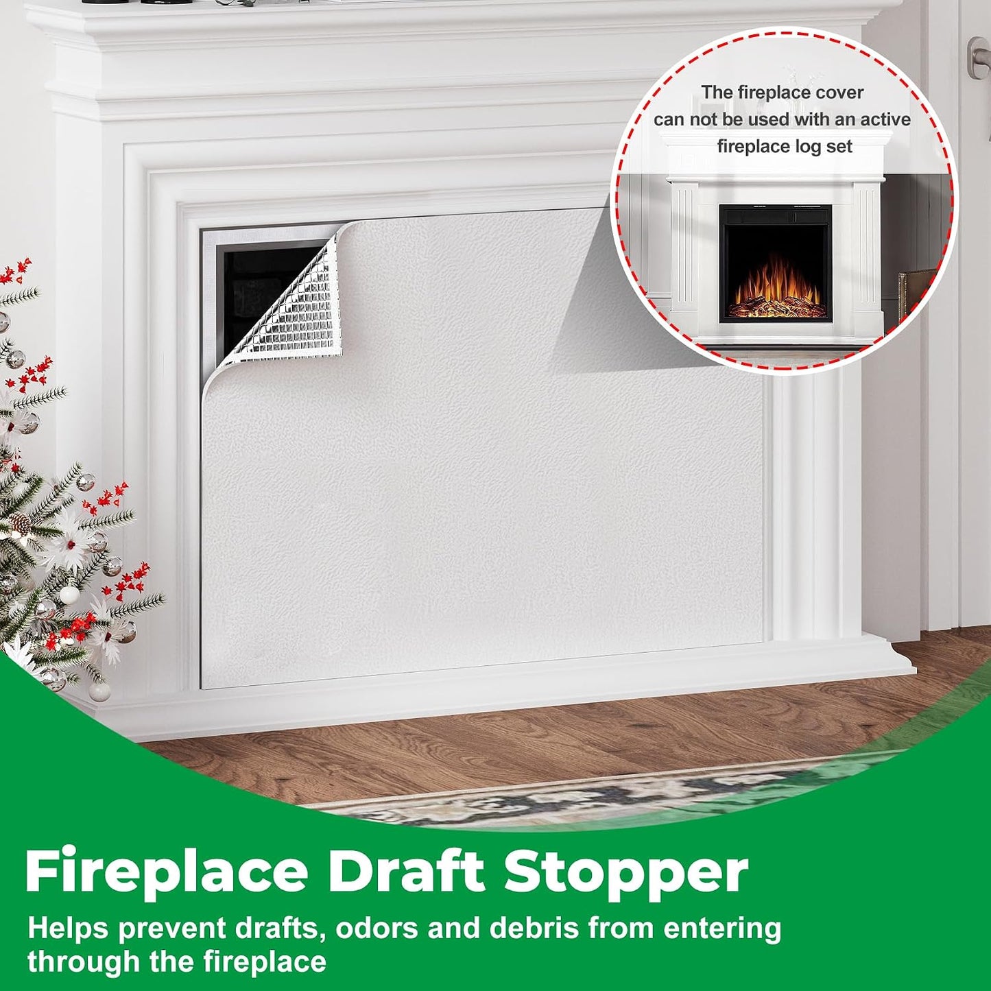 Forestchill Fireplace Cover, 3-Layer Insulation Fireplace Draft Stopper with Velcor, Keep Drafts Out & Prevent Heat Loss, 39" x 55", Easy Cut to Fit