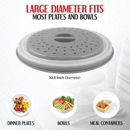 Silicone Microwave Splatter Cover Dishwasher Safe - Pack of 2 Microwave Cover for food- Space Sving design 10.5 Inch BPA Free