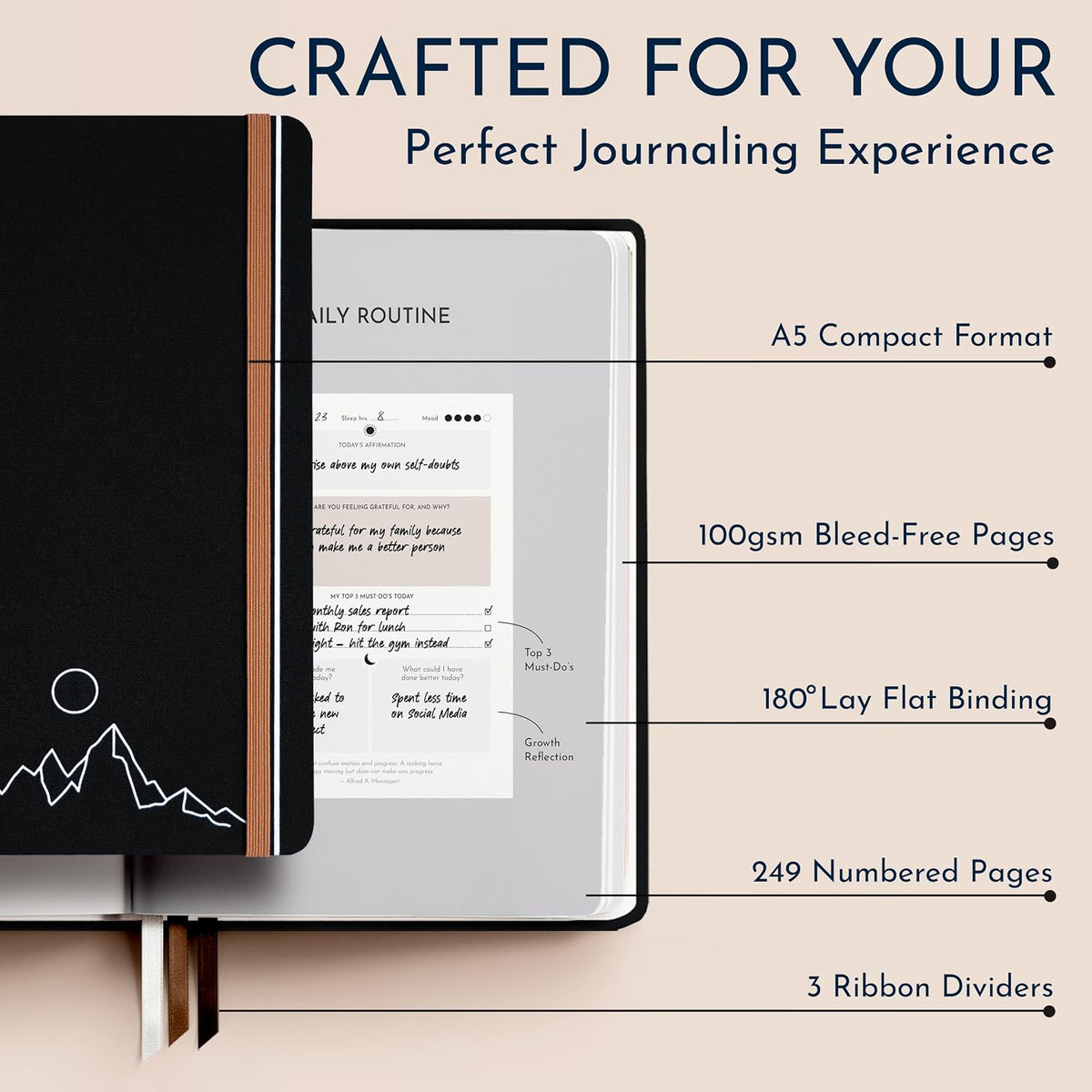 Gratitude Journal for Men, 6-Month Guided Daily Prompts, Fabric Hardcover