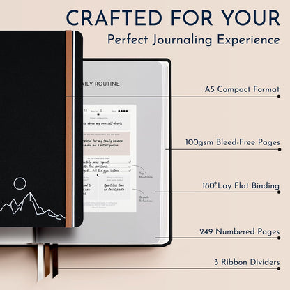 Gratitude Journal for Men, 6-Month Guided Daily Prompts, Fabric Hardcover