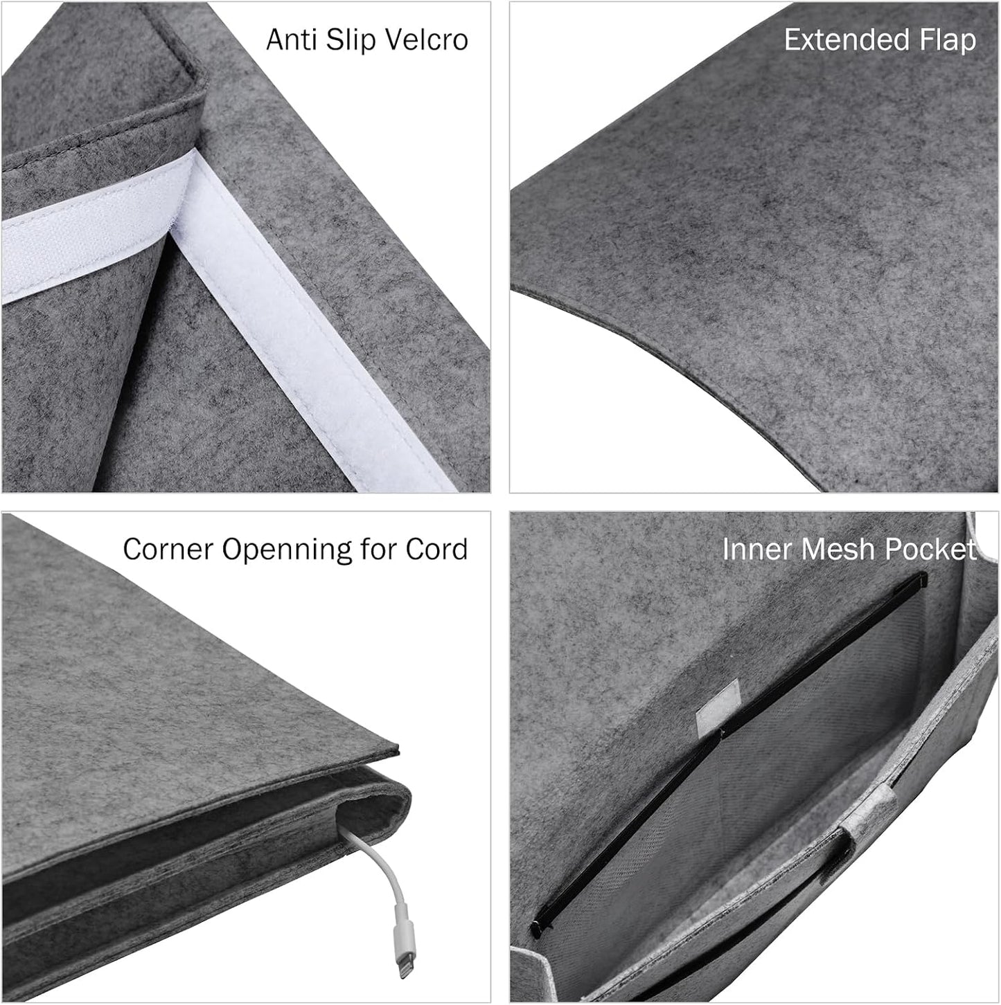 YOUDENOVA Bedside Caddy, Bedside Organizer for Dorm Room, Bunk Bed, Grey