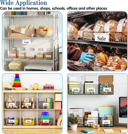 ELEMGULY Basket Label Holders, 40PCS Plastic Basket Label Clips with Easy Button Lock Design, Wire Shelf Label Holder Wire Rack Display Holder Price Sign for Home Market (40pcs Label Paper Included)